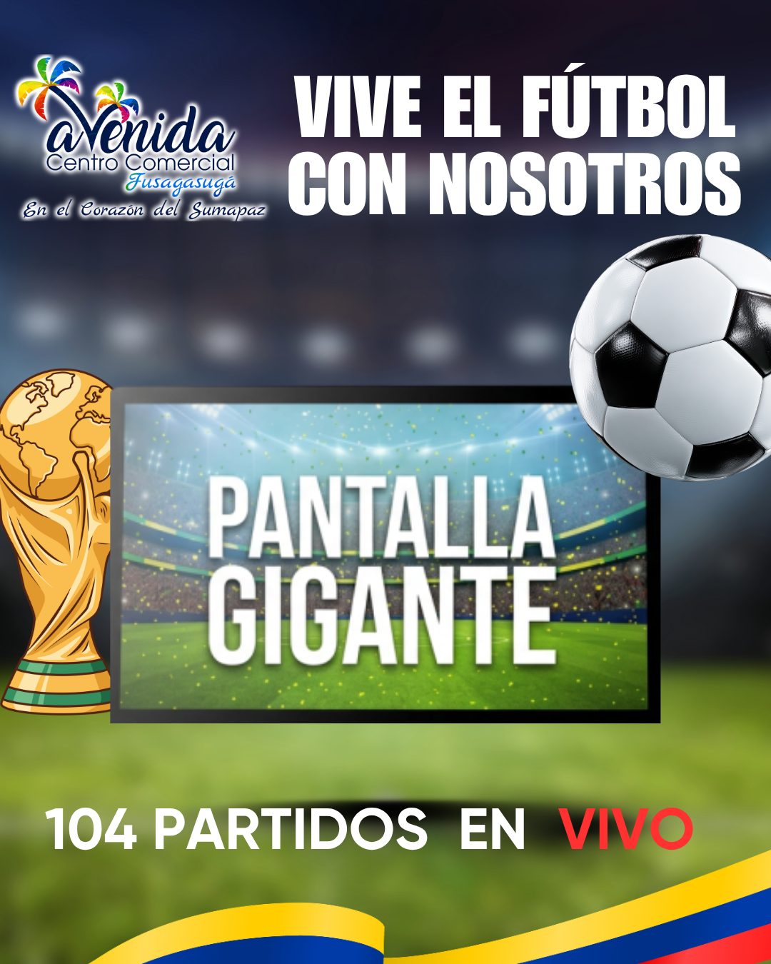 Post instagram invitación transmisión en vivo mundial de fútbol moderno blanco y amarillo (2)