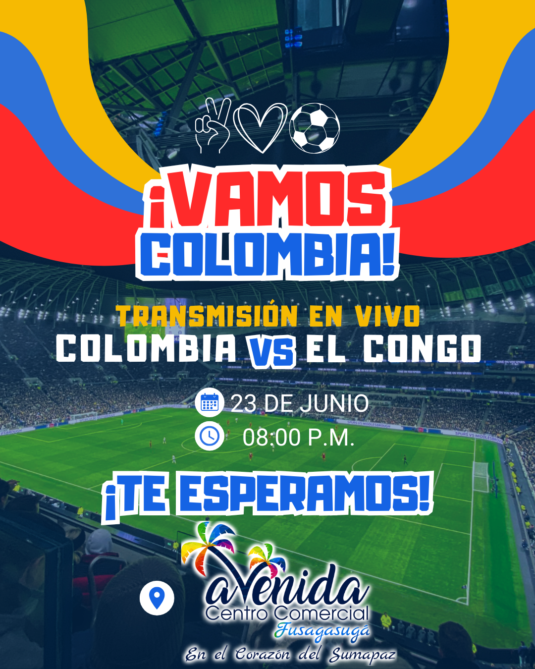 Post Instagram partido de Fútbol Colombia Moderno Divertido Azul